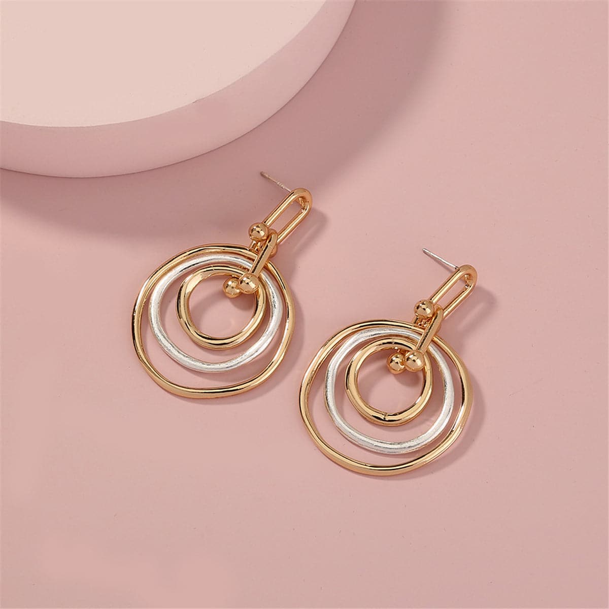 Two-Tone Ripple Drop Earrings