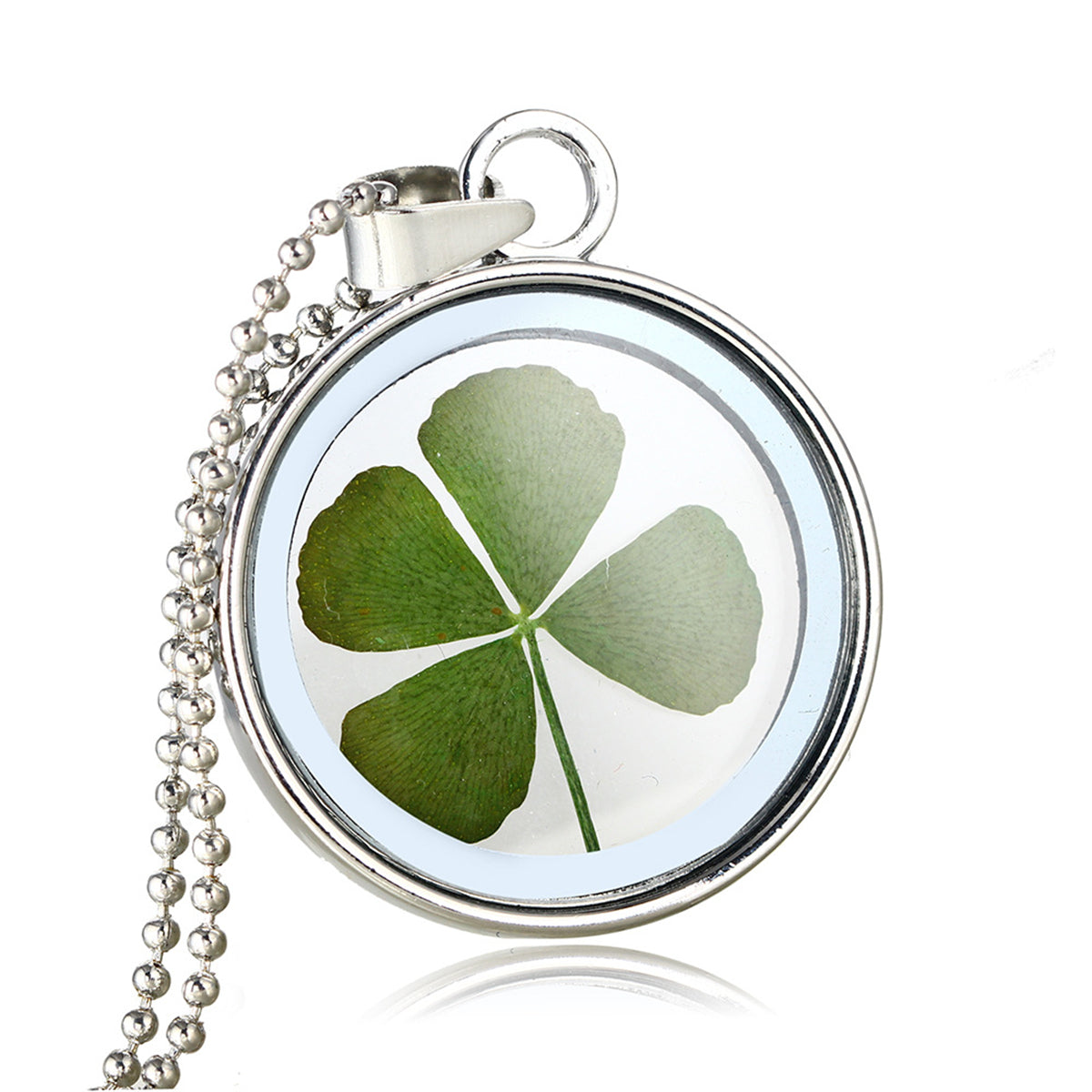 Silver-Plated Clover Pendant Necklace