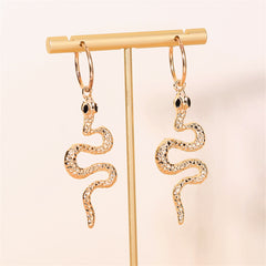 Black Enamel & 18K Gold-Plated Curvy Snake Drop Earrings