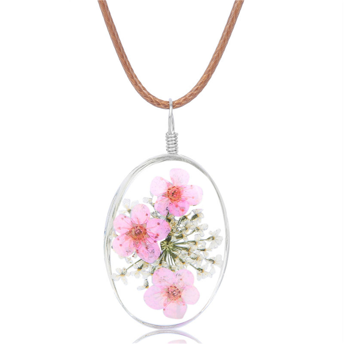 Pink Peach Blossom Pendant Necklace