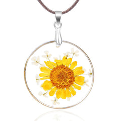 Yellow Mum Pendant Necklace