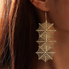 18K Gold-Plated Linked Cobweb Drop Earrings