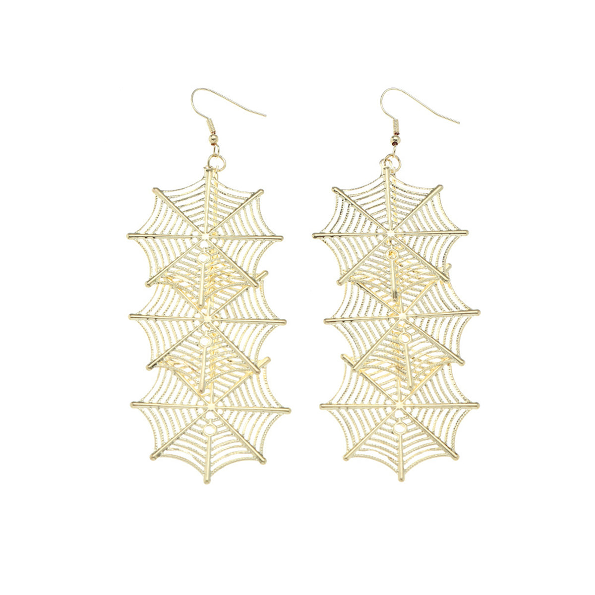 18K Gold-Plated Linked Cobweb Drop Earrings