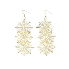 18K Gold-Plated Linked Cobweb Drop Earrings