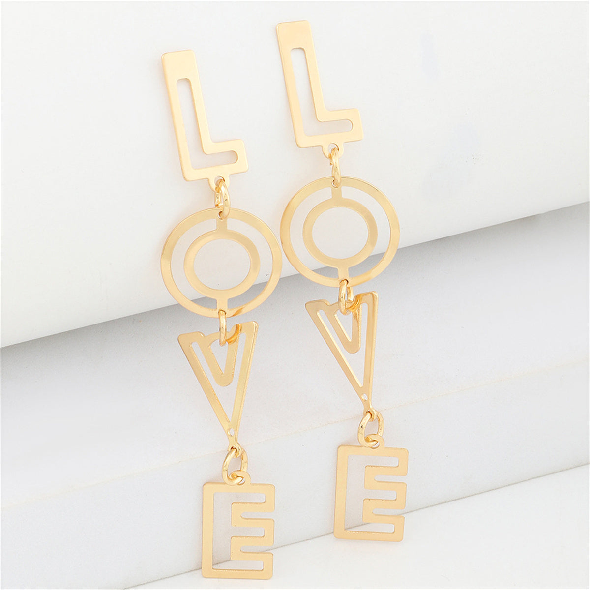 18K Gold-Plated 'Love' Openwork Drop Earrings