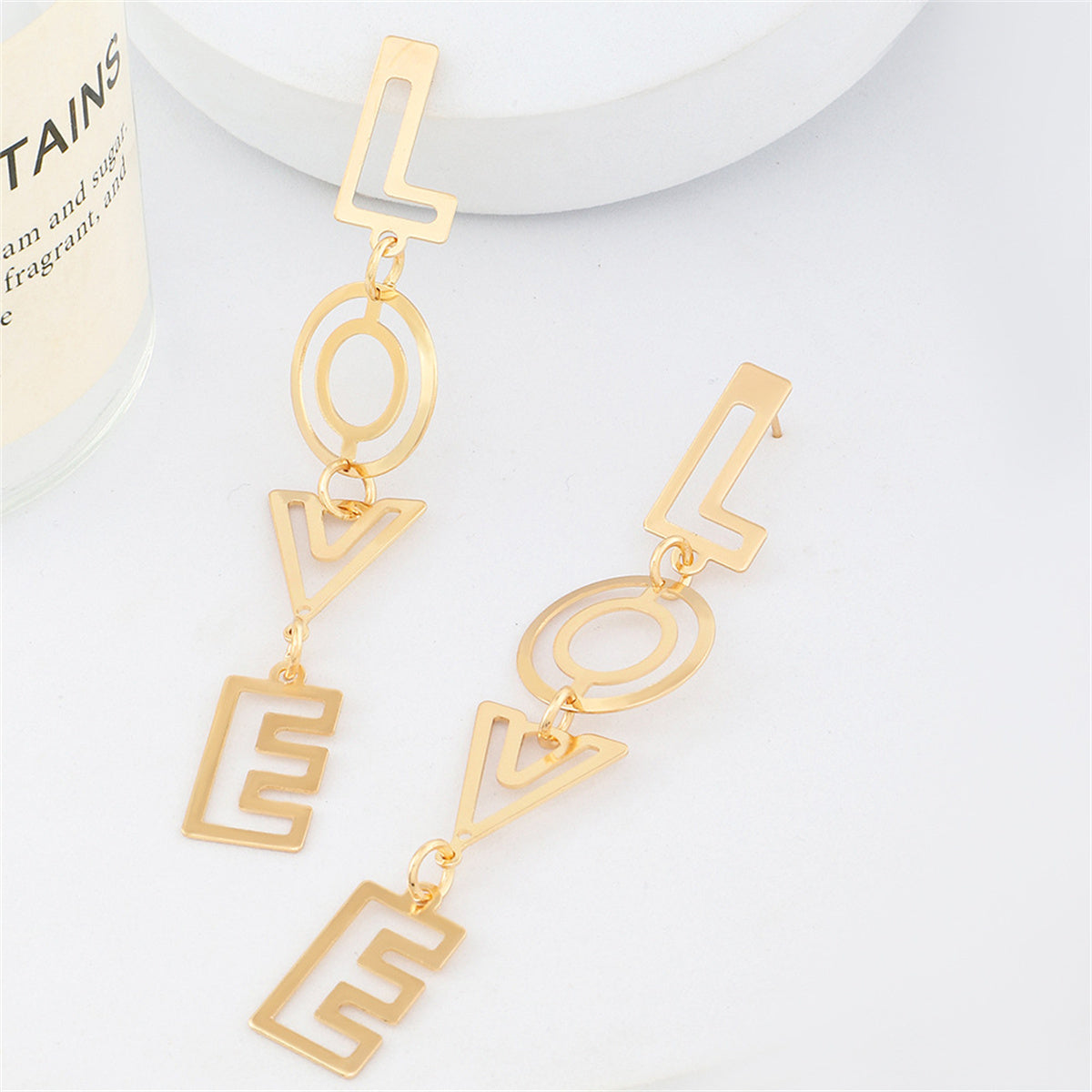 18K Gold-Plated 'Love' Openwork Drop Earrings