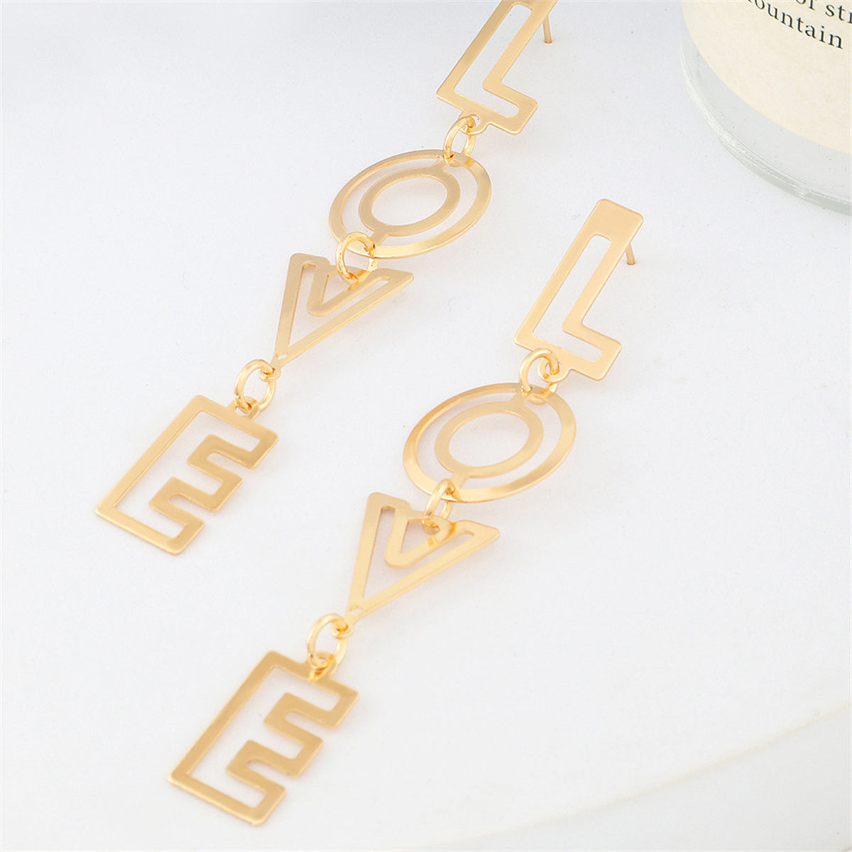 18K Gold-Plated 'Love' Openwork Drop Earrings