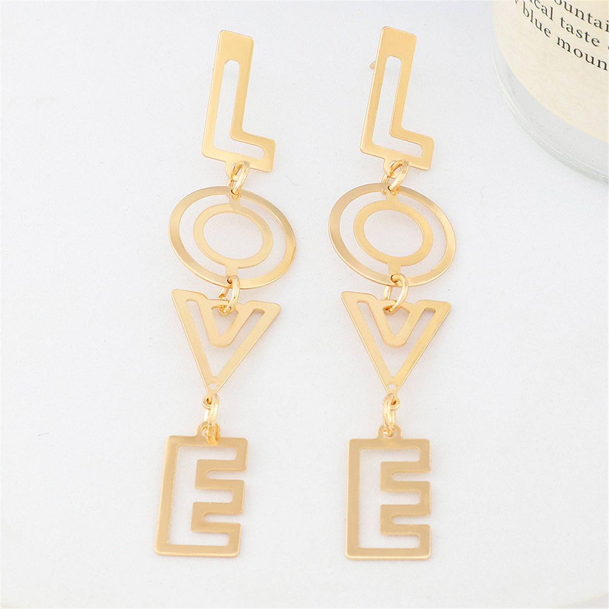 18K Gold-Plated 'Love' Openwork Drop Earrings