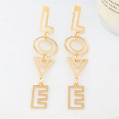 18K Gold-Plated 'Love' Openwork Drop Earrings