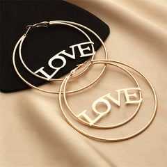 18K Gold-Plated 'Love' Openwork Layered Circle Hoop Earrings