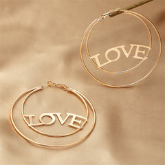 18K Gold-Plated 'Love' Openwork Layered Circle Hoop Earrings