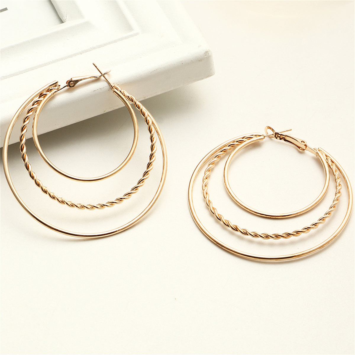 18K Gold-Plated Tri-Circle Hoop Earrings