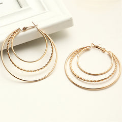 18K Gold-Plated Tri-Circle Hoop Earrings