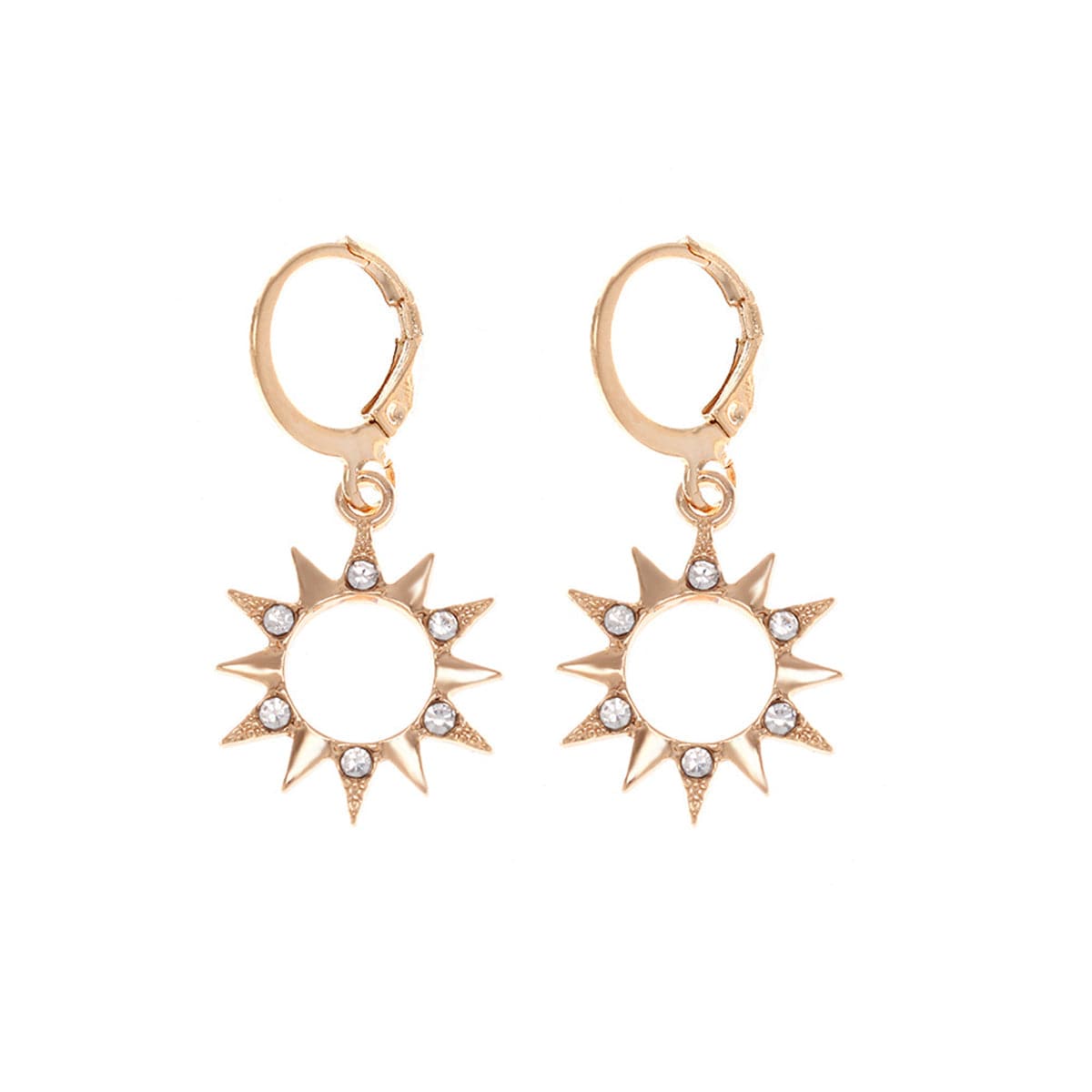 Cubic Zirconia & 18K Gold-Plated Sun Huggie Earrings