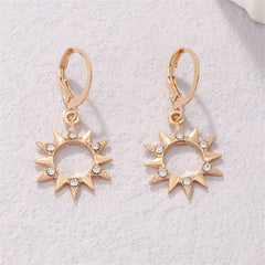 Cubic Zirconia & 18K Gold-Plated Sun Huggie Earrings