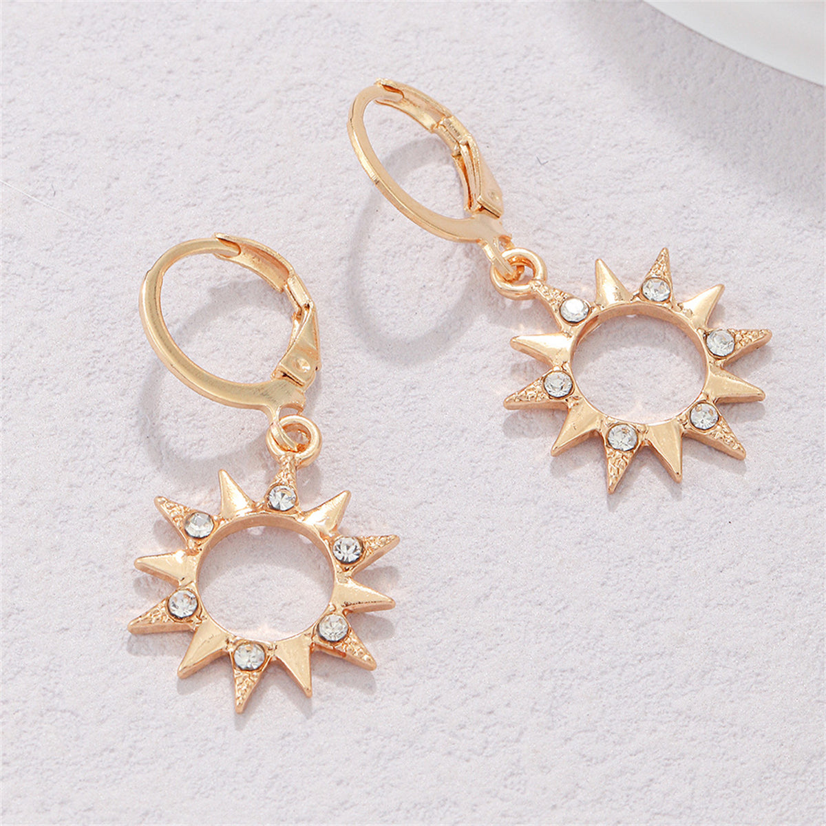 Cubic Zirconia & 18K Gold-Plated Sun Huggie Earrings