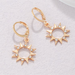 Cubic Zirconia & 18K Gold-Plated Sun Huggie Earrings