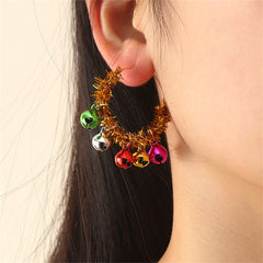 Vibrant Enamel & 18K Gold-Plated Tinsel Bells Hoop Earrings