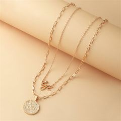 18K Gold-Plated Snake Coin Pendant Necklace Set