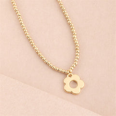 18K Gold-Plated Beaded Chain Floral Pendant Necklace