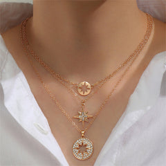 Cubic Zirconia & 18K Gold-Plated Pavé Star Pendant Necklace Set