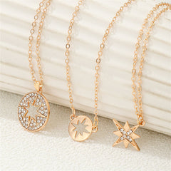 Cubic Zirconia & 18K Gold-Plated Pavé Star Pendant Necklace Set