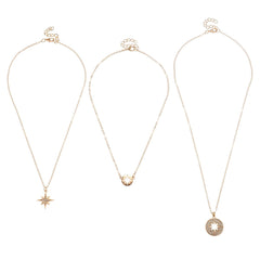 Cubic Zirconia & 18K Gold-Plated Pavé Star Pendant Necklace Set