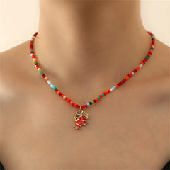 Red Multicolor Acrylic & 18K Gold-Plated Bell Pendant Necklace