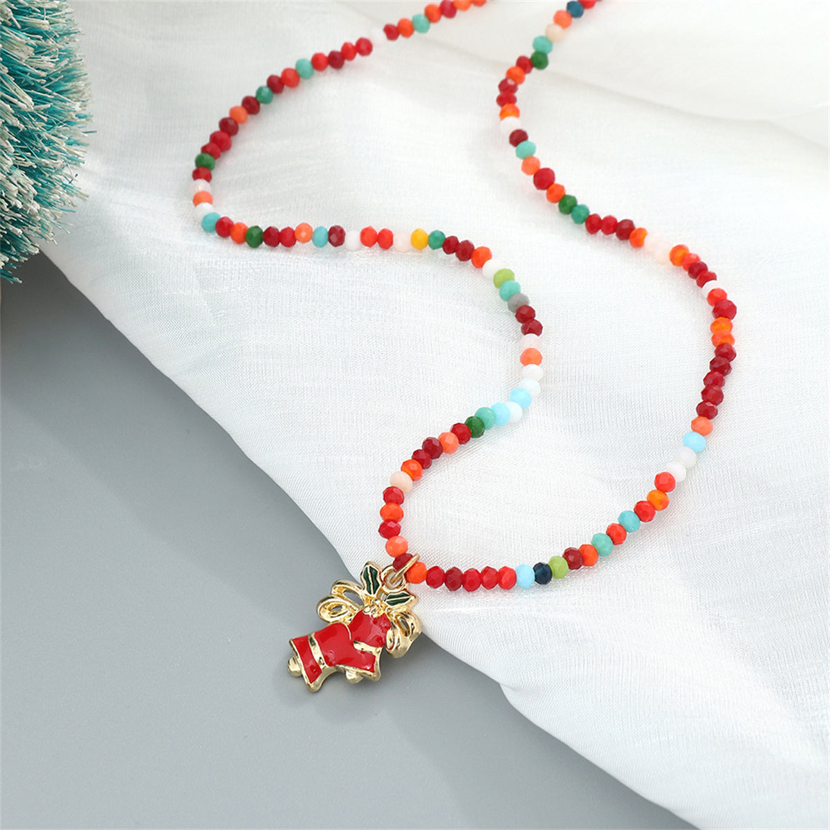 Red Multicolor Acrylic & 18K Gold-Plated Bell Pendant Necklace