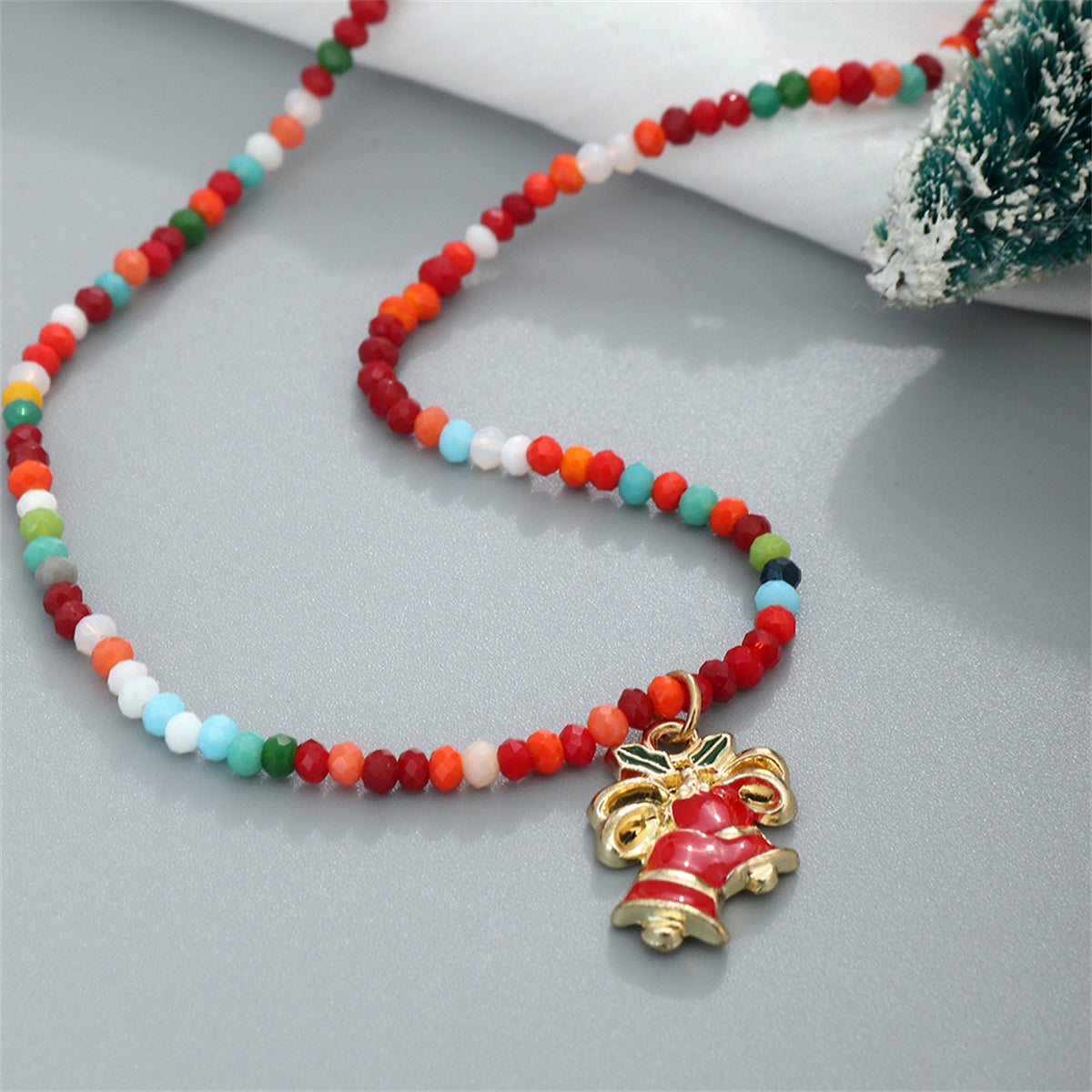 Red Multicolor Acrylic & 18K Gold-Plated Bell Pendant Necklace