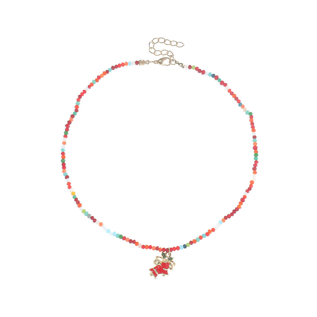 Red Multicolor Acrylic & 18K Gold-Plated Bell Pendant Necklace