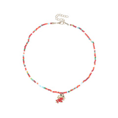 Red Multicolor Acrylic & 18K Gold-Plated Bell Pendant Necklace