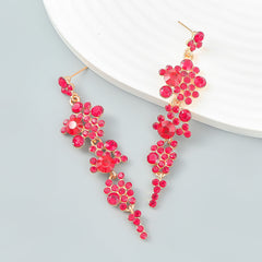 Red Cubic Zirconia & 18K Gold-Plated Cluster Drop Earrings