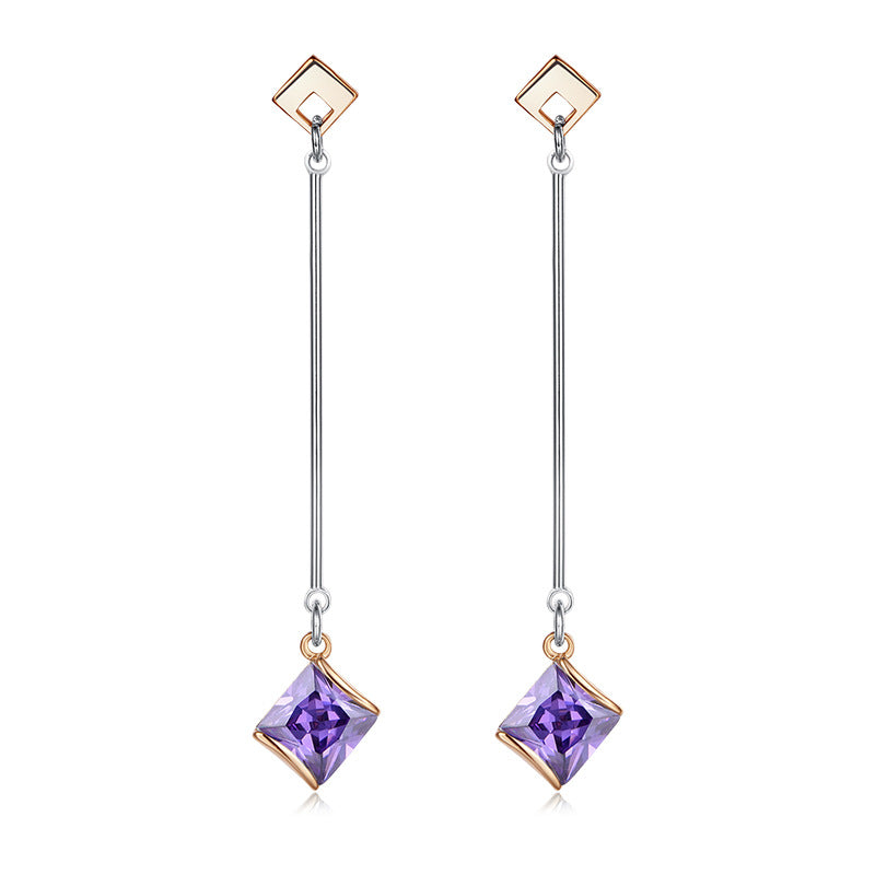 Purple Princess Crystal & Two-Tone Drop Earrings