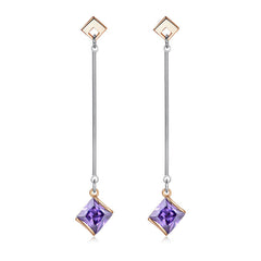 Purple Princess Crystal & Two-Tone Drop Earrings