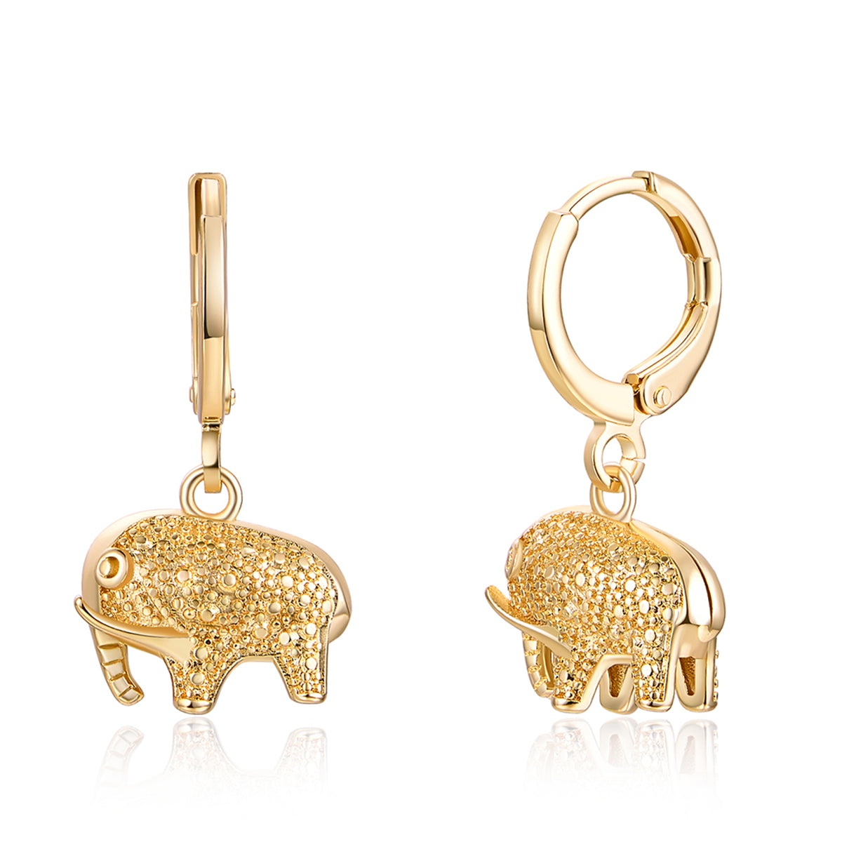 18K Gold-Plated Elephant Charm Huggie Earrings