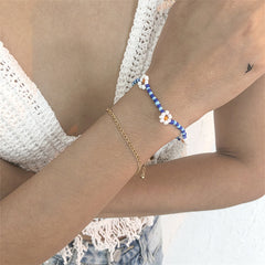 Blue Howlite Mum Station & 18K Gold-Plated Chain Bracelet