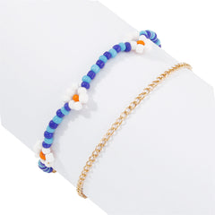 Blue Howlite Mum Station & 18K Gold-Plated Chain Bracelet