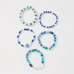 Blue Howlite 'Happy' Stretch Bracelet Set