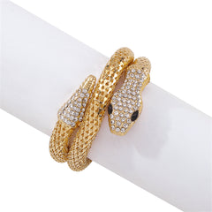 Cubic Zirconia & 18K Gold-Plated Snake Wrap Bracelet