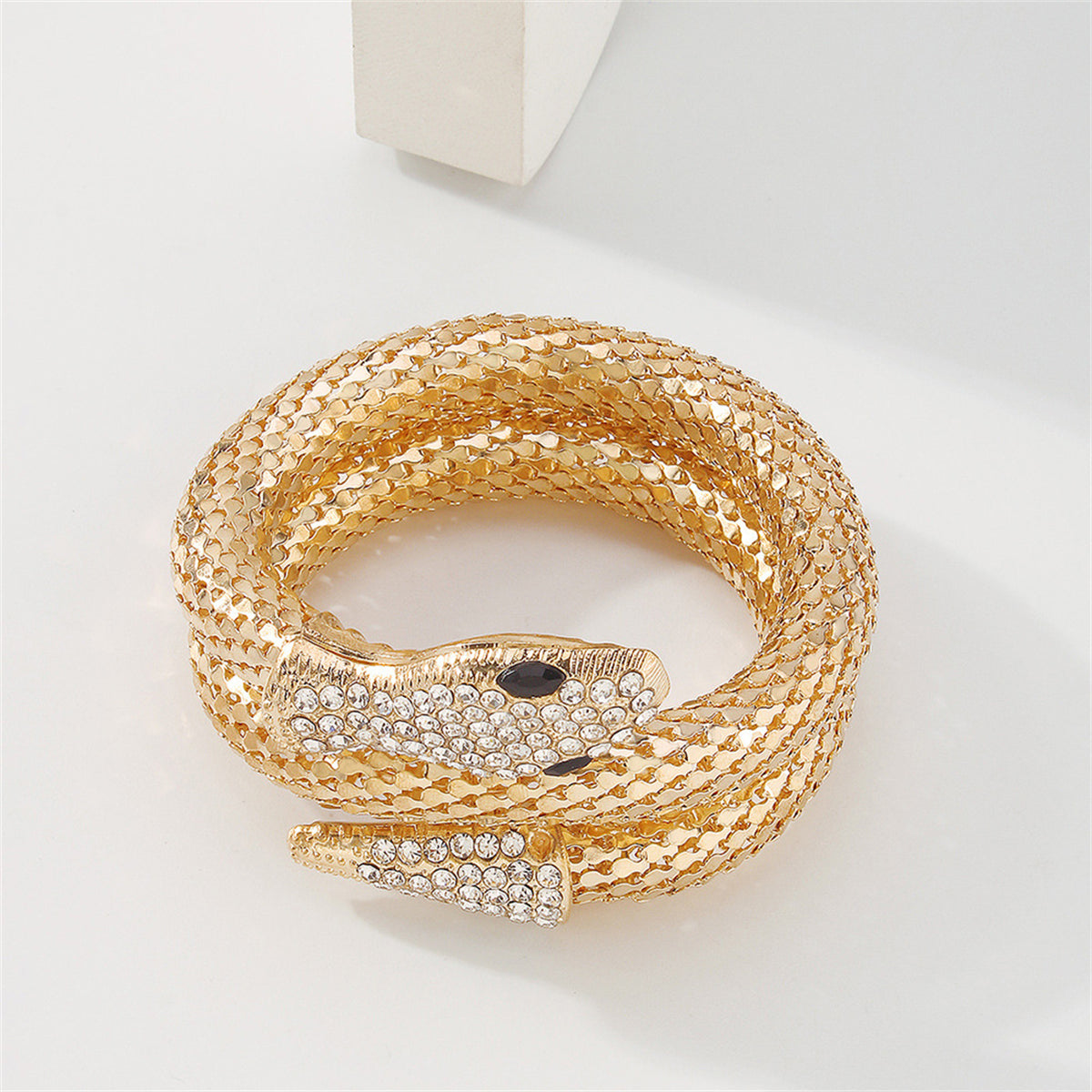 Cubic Zirconia & 18K Gold-Plated Snake Wrap Bracelet