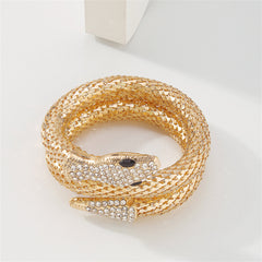 Cubic Zirconia & 18K Gold-Plated Snake Wrap Bracelet