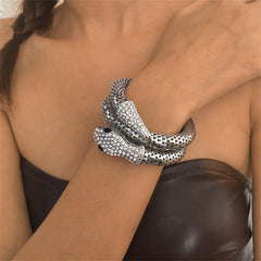 Cubic Zirconia & Silver-Plated Snake Wrap Bracelet