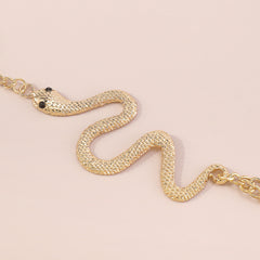 Cubic Zirconia & 18K Gold-Plated Snake Wrist-To-Ring Bracelet