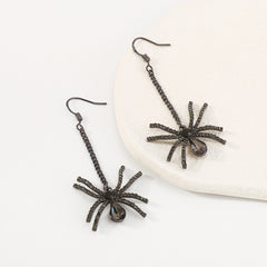 Black Crystal & Cubic Zirconia Spider Drop Earrings