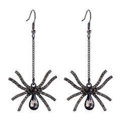 Black Crystal & Cubic Zirconia Spider Drop Earrings