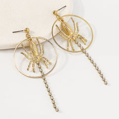 Cubic Zirconia & 18K Gold-Plated Spider Circle Drop Earring