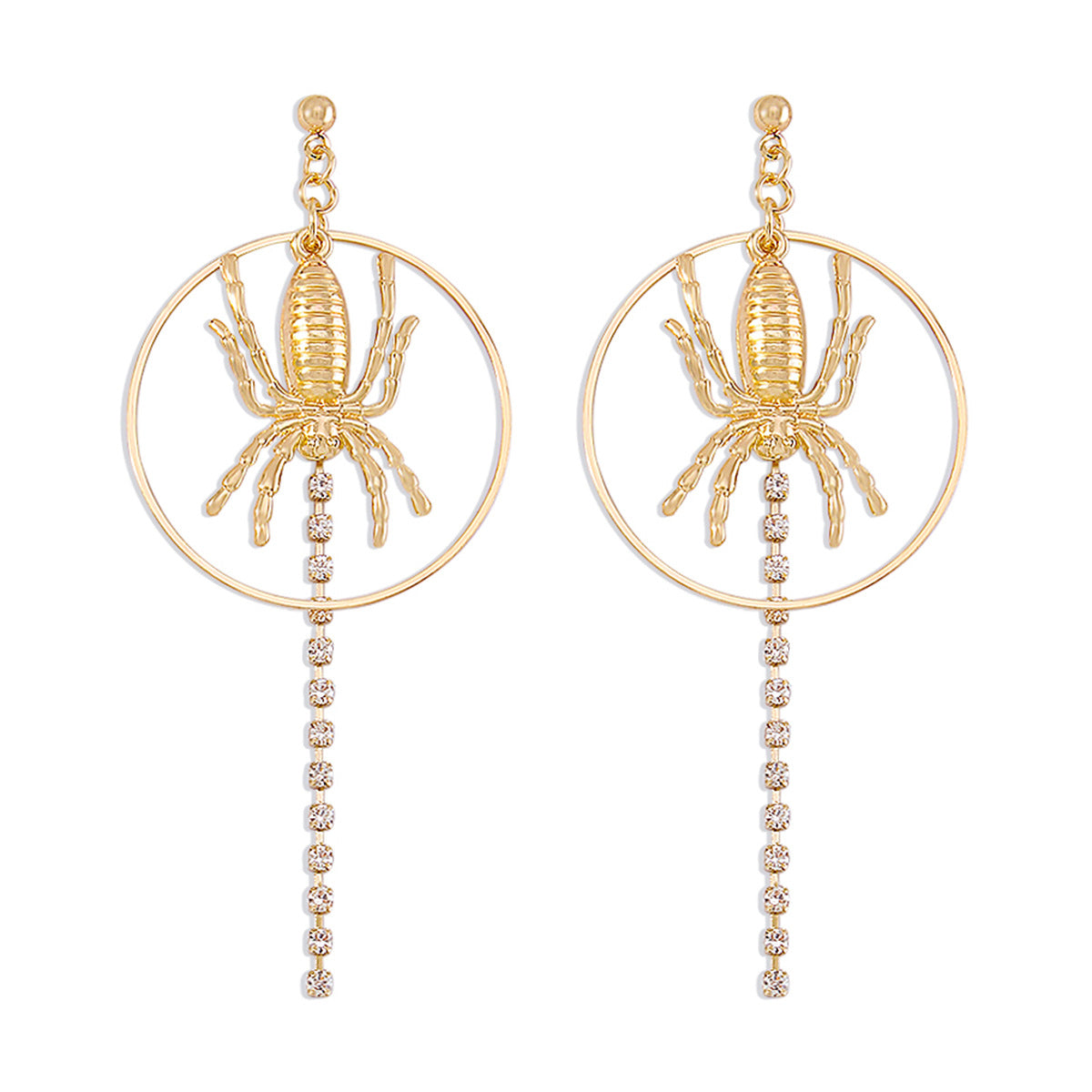 Cubic Zirconia & 18K Gold-Plated Spider Circle Drop Earring