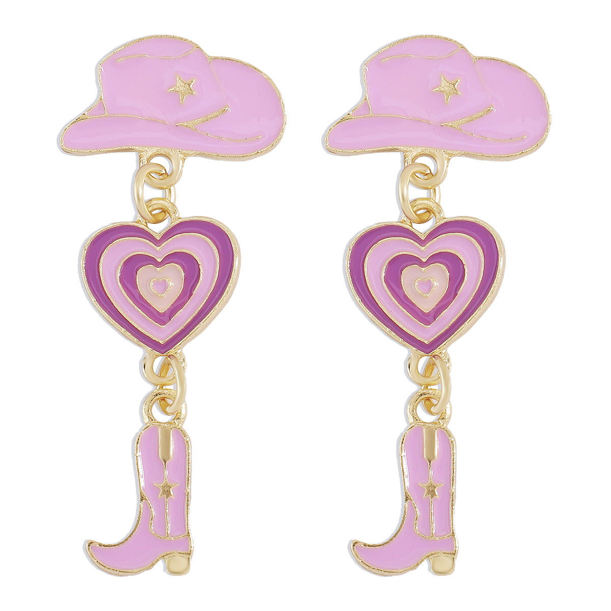 Purple Enamel & 18K Gold-Plated Cowgirl Heart Drop Earrings