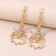 Cubic Zirconia & 18K Gold-Plated Scorpion Drop Earrings